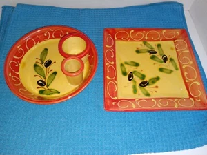 Schöne Tapas Servierplatte/Schüssel Keramik Olivenplatte & Schale spanischer Stil - Bild 1 von 7