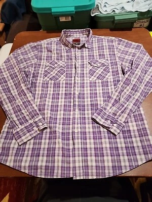 Camisa informal a cuadros Sahara Club para hombre XL L/S púrpura/blanco con botones usada en excelente estado. GB14 Foto 1 de 4