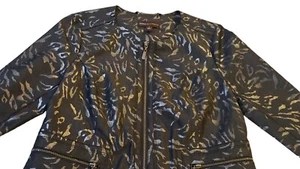 Chaqueta DANA BUCHMAN Mujer Talla 4 Negra Plateada Cremallera Completa con Bolsillos - Imagen 1 de 16