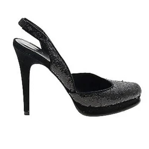 DVF Diane von Furstenberg Schwarz Glitzer Heels Slingback Pumps D’Orsay Damen  - Bild 1 von 13
