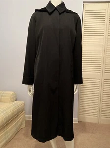 Vintage Gallery Womens Trench Coat Black Detachable Lining And Hood Pockets Sz 4 - Picture 1 of 14