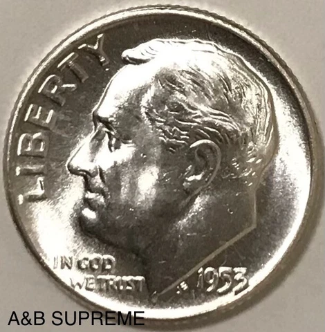 (25) 1953 Roosevelt Dime Roll Gem Bu Uncirculated 90% Silver Cover