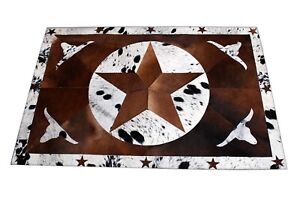 Cowhide Patchwork Tricolor Area Rug Hairon Handcrafted Floor Carpet Leather Skin