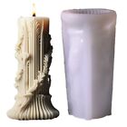 Decor Thin Striped Cylindrical Candle European Style Carved Cylindrical