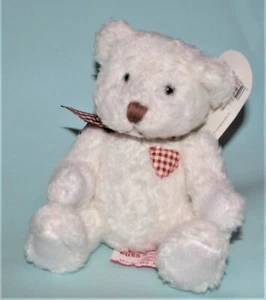 Russ Berrie plush #18915, Valentine, white bear w heart NEW 5 in sitting romance - Picture 1 of 4