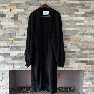 I Love Mr Mittens Chunky Long Cardigan Free Size All Wool Capped Knit - Bild 1 von 6