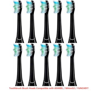 10Pack Toothbrush Brush Heads Compatible with ANWIEL / MitimiS2 / YUNCHIY7 BLACK - Picture 1 of 1