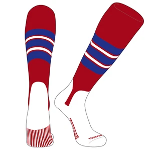 PEAR SOX OTC Baseball Softball Stirrup Socks (E, 5in) Red, Royal, White - Picture 1 of 3