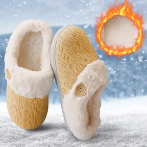 Women's Slip on Fuzzy House Slipper Memory Foam Outdoor Indoor Winter Warm Shoes - Picture 1 of 14