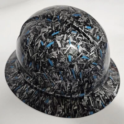 Sombrero duro ala completa personalizado hidro sumergido en fibra de carbono forjado azul verde azulado nuevo Foto 1 de 4