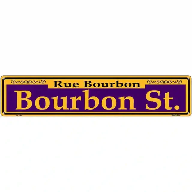 Bourbon St. Purple 3"x12" metal street sign plaque Home Door Garage Wall Decor - Image 1 of 1
