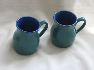 Chatsworth Hand Crafted 2 Coffee Mugs Cups, Speckled Green w/ Blue England - Picture 1 of 10