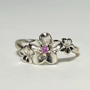 Anillo Maui Divers Oro Blanco 14K 0.04ct Zafiro Rosa Plumeria Talla 5.25 1.71g - Imagen 1 de 8