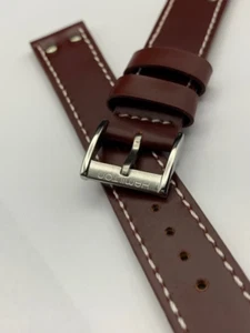 Heavy Duty genuine leather strap for hamilton gents watch, BROWN-20mm,New - Picture 1 of 5