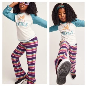 NEW Finding Foxtale Girls Roller Rink Flare Pants Size 5 Pink Purple Stripe $39 - Picture 1 of 9