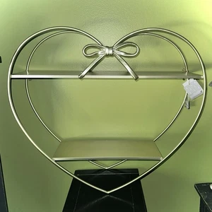 PAPYRUS Gold Heart Shaped Hanging Shelf With Coquette Bow (22 x 25 in) NWT - Picture 1 of 4