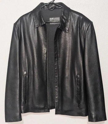 Chaqueta Bomber IZOD Para Hombre Mediana Ultra Suave Piel de Oveja Cuero Forrada con Cremallera Negra Foto 1 de 4