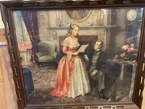 (101D) Antonio Ditlef "Interlude" Painting Art Print 22X26 Framed Vintage - Picture 1 of 5
