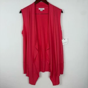 Neu mit Etikett Liz Claiborne Weekend Tropical Sunset Paradise rosa vorne offen Cardigan Weste - Bild 1 von 5