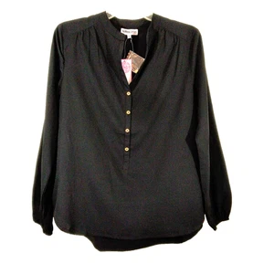 Neu mit Etikett Buckhead Besties Damen Small Top Bluse schwarz Langarm elastisches Handgelenk - Bild 1 von 6