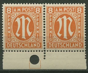 Bizone 1945 AM-POST Engl. Druck, Papier y, 14 B y Markierung/Loch postfrisch - Picture 1 of 1