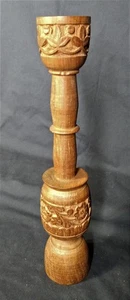 Portacandele vintage in legno intagliato a mano India alto 12" - Foto 1 di 6