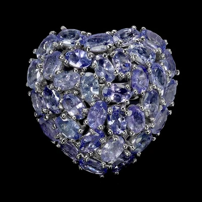 Anillo de plata de ley 925 ovalado azul tanzanita piedras preciosas naturales joyería talla 8 Foto 1 de 4