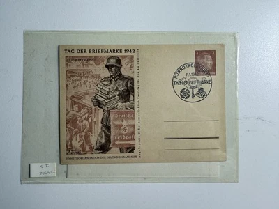 1942 Germany Feldpost Card – Stamp Day Rowno Cancel – Military Mail Cachet - Image 1 of 2