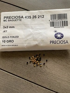 10 gross package of 3x2mm Jet Baguettes-Preciosa 435 26 212 Gold Foiled - Picture 1 of 1