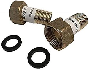 Pair of 1/2" Lead Free Water Meter Couplings, 1/2" Male NPT , 3/4" Female NPSM - Picture 1 of 6