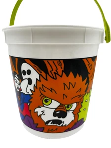 Vtg 2004 Jack in the Box Halloween Candy Bucket Wolfman Dracula Mummy Ghosts - Picture 1 of 9