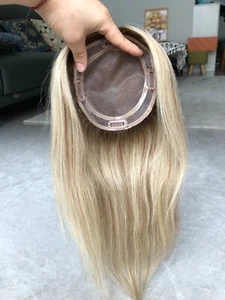 12-18" 5.5x6" Mono Base Rooted Blonde European Virgin Hair Toppers - Picture 1 of 11