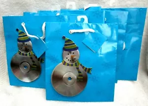 BLUE WITH WHITE SNOWMAN 6 PIECES GOODIE BAGS PARTY FAVOR GIFT BAGS-Brand New! - Picture 1 of 2