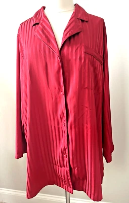Vestido Camisa de Noite Vintage Lane Bryant Intimates Feminino Plus 18/20 Cetim Vermelho - Imagem 1 de 4