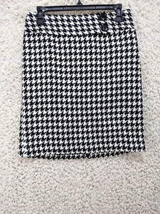 Ann Taylor Damen Rock 2 schwarz Fischgrät Wollmischung Reißverschlüsse gefüttert kurze Knöpfe - Bild 1 von 10