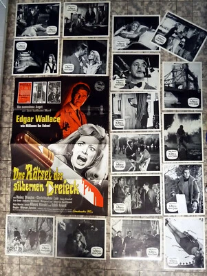 RÄTSEL DES SILBERNEN DREIECK Edgar Wallace 17 AUSHANGFOTOS + FILMPOSTER ´66 LEE  - Bild 1 von 2