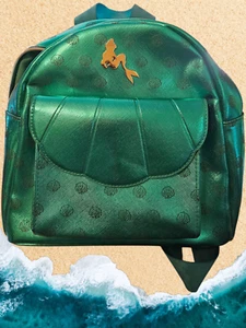 Disney Princess Little Mermaid Bioworld Mini Backpack Purse Shiney Teal Green - Picture 1 of 4