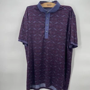 Greyson Golf Shirt Polo Wolf Labyrinth Print Aubergine Lila Herren Größe Large 3H - Bild 1 von 7