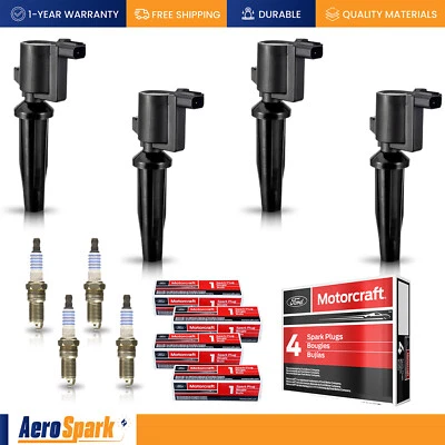 4 Ignition Coil & 4 Motorcraft Iridium Spark Plug for Ford Fusion 2010-2020 2.5L - Image 1 of 4