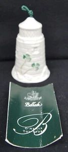 BELLEEK Shamrock Christmas Bell Ornament DUNORE LIGHTHOUSE 3.5" IRELAND - Picture 1 of 4