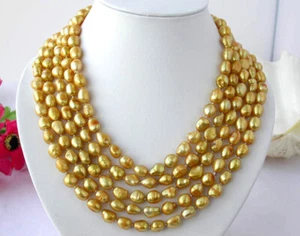 Real Natural 8-9mm Multi-Color South Sea Freshwater Baroque Pearl Necklace 100'' - Picture 1 of 9