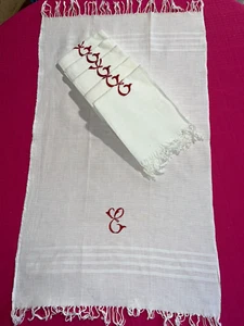 6  serviettes nid d'abeille coton monogramme E 81 cm x 49 cm - Picture 1 of 5