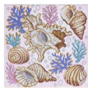 Shells Bead Embroidery Scheme on Canvas DIY Stamped Printed Pattern t-1264 - Imagen 1 de 11