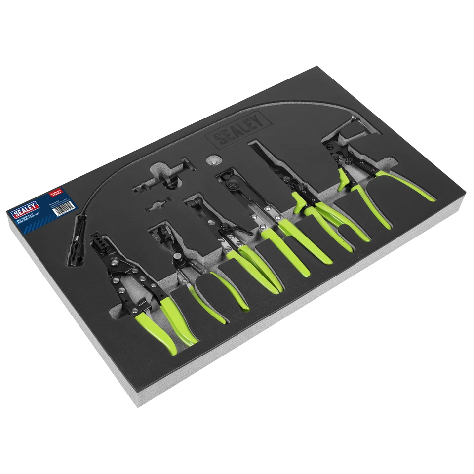 Sealey VS2662 Hose Clip Removal Tool Set 7pc In Foam Tool Tray - Image 1 of 1
