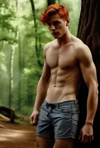 Muscular bodybuilder ginger in the forest 4x6 reprint - Picture 1 of 1