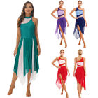 Women's Color Block Patchwork Dress Irregular Hem Lyrical Dance Dresses Costume