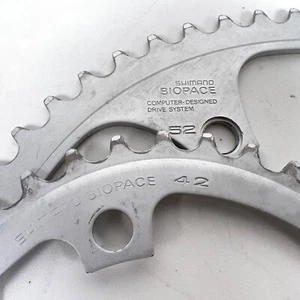 Shimano Vintage Biopace Road Double 52/42 Chainring Set 130 BCD Alloy w/ Screws - Picture 1 of 9