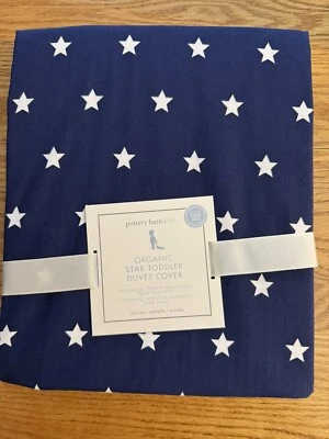 Funda nórdica Pottery Barn niños orgánica azul marino estrella niño nueva Foto 1 de 3