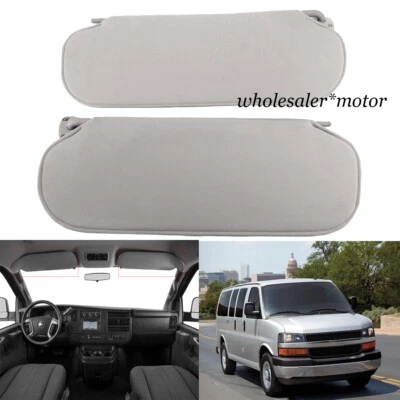 Pair Gray Left Right Sun Visor w/o Light For Chevy Express GMC Savana 1500 2500 - Image 1 of 4