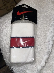 Nike Court Tennis Premier (1) DOUBLEWIDE WRISTBAND White Red Blue - Picture 1 of 3
